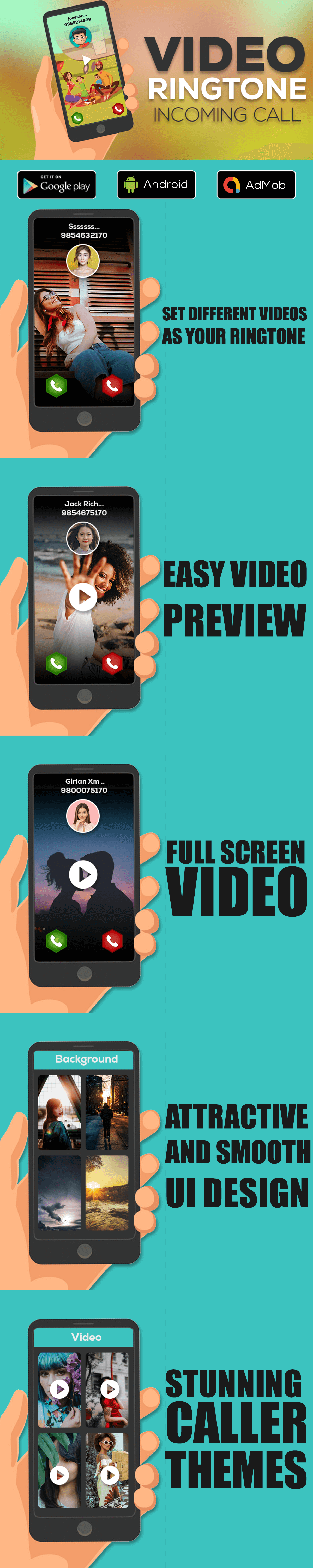 Full Screen Love Video Ringtone For Incoming Call | Video Ringtone | Android App | Admob Ads - 1