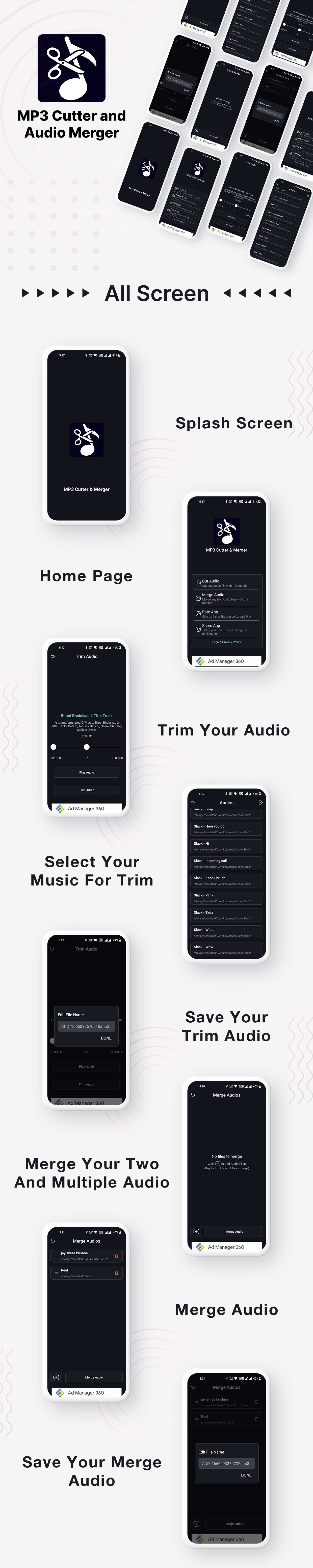 Mp3 Cutter & Audio Murger | Ringtone Maker | Android | Admob Ads