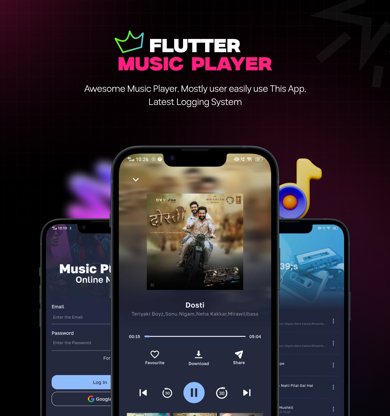 Flutter Music Player - Online MP3 (Songs) App With PHP Admin Panel | 10.0